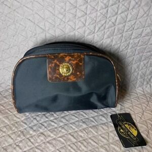 𝅺5/ $25 Cosmetic World black makeup bag with animal print